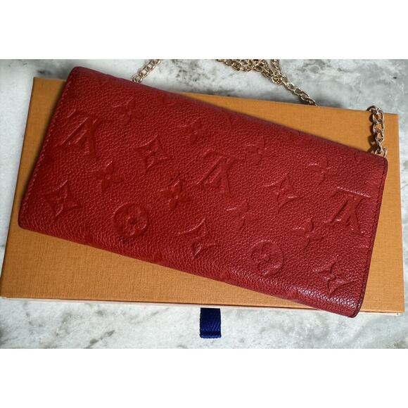 Auth. Louis Vuitton Monogram Red Empreinte Curieuse Long Wallet Box Dust Bag - Picture 3 of 16